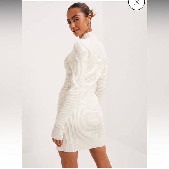 Bardot Mini Rib Knit sweater Dress ivory white small - Picture 7 of 12